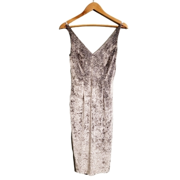 Janine Silver Gray Velvet Open Back Midi Dress - Picture 2 of 5